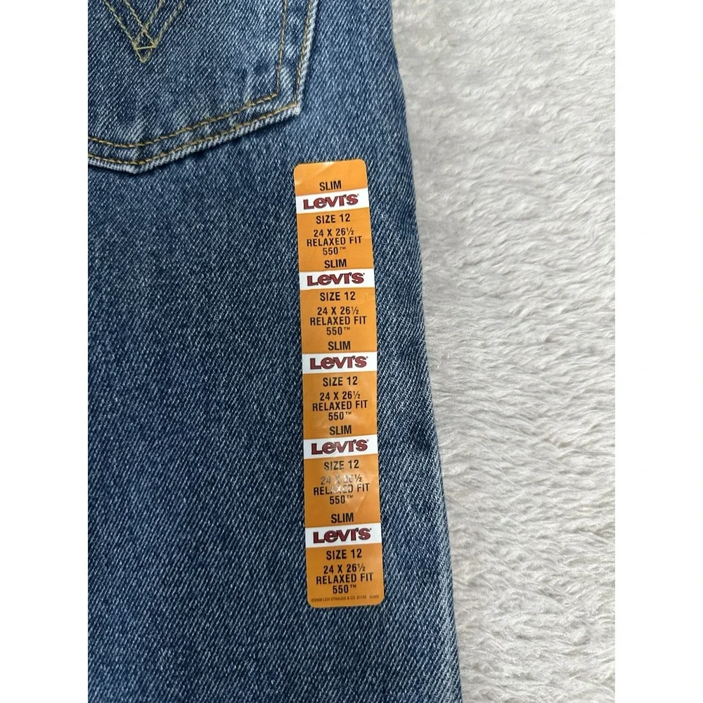 NWT Boy's Levi's 550 12 Slim Relaxed Fit Blue Denim Jeans Pockets Cotton 24x26.5